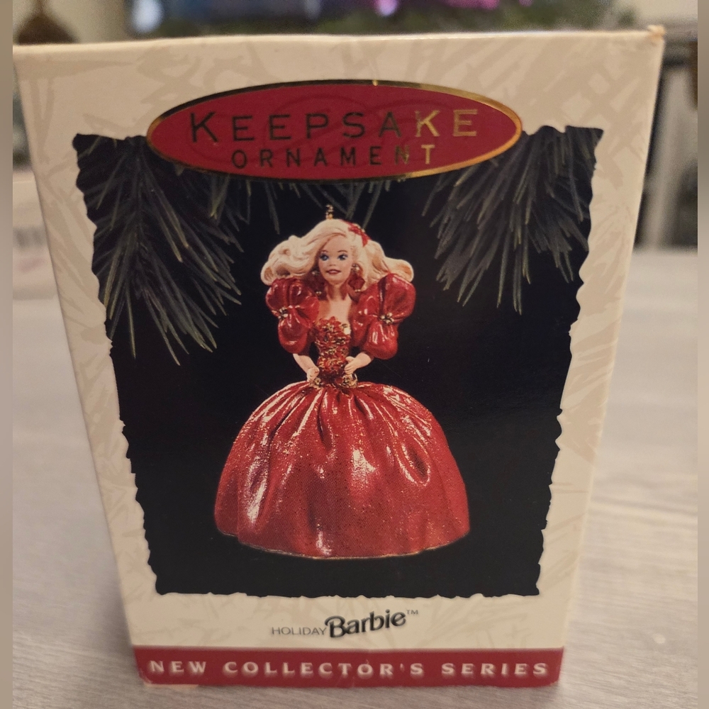 1993 Hallmark Holiday Barbie Keepsake Ornament in Sparkling Red